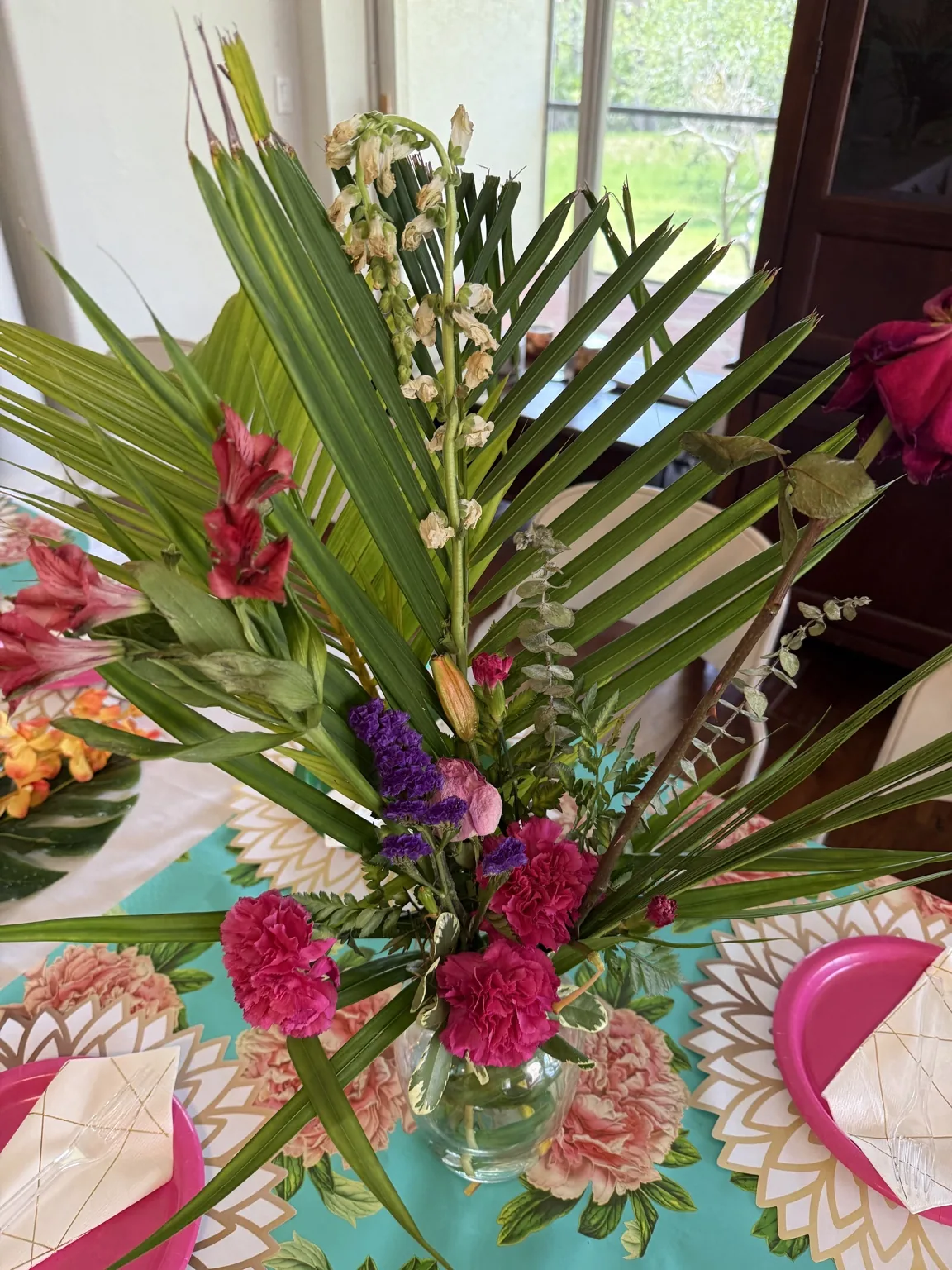 Hawaiian-Themed Bridal Shower: Lush tropical greenery